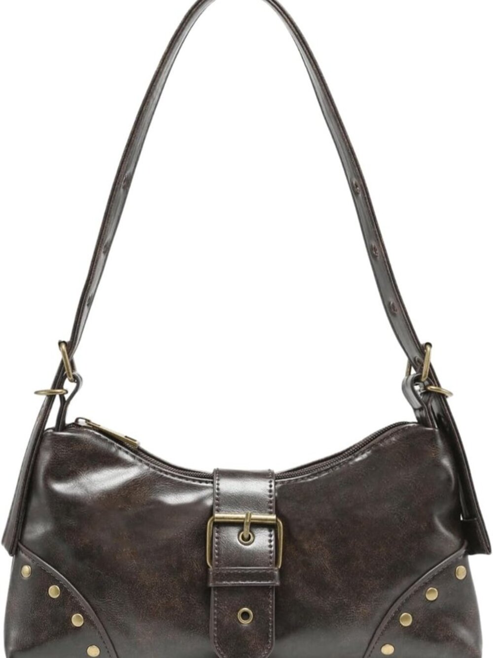 Trendy Y2K Buckle Shoulder Bag - Punk PU Leather Handbag Clutch Purse for Women